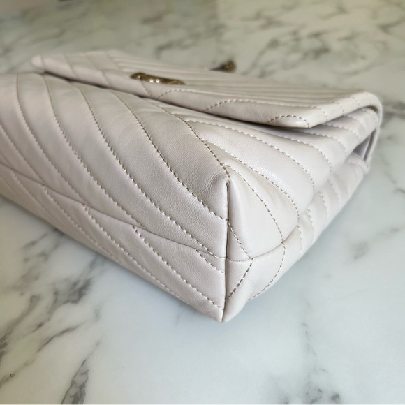 Tory Burch Kira Chevron Convertible Shoulder Bag New Cream Gold Nappa Leather - Picture 8 of 16